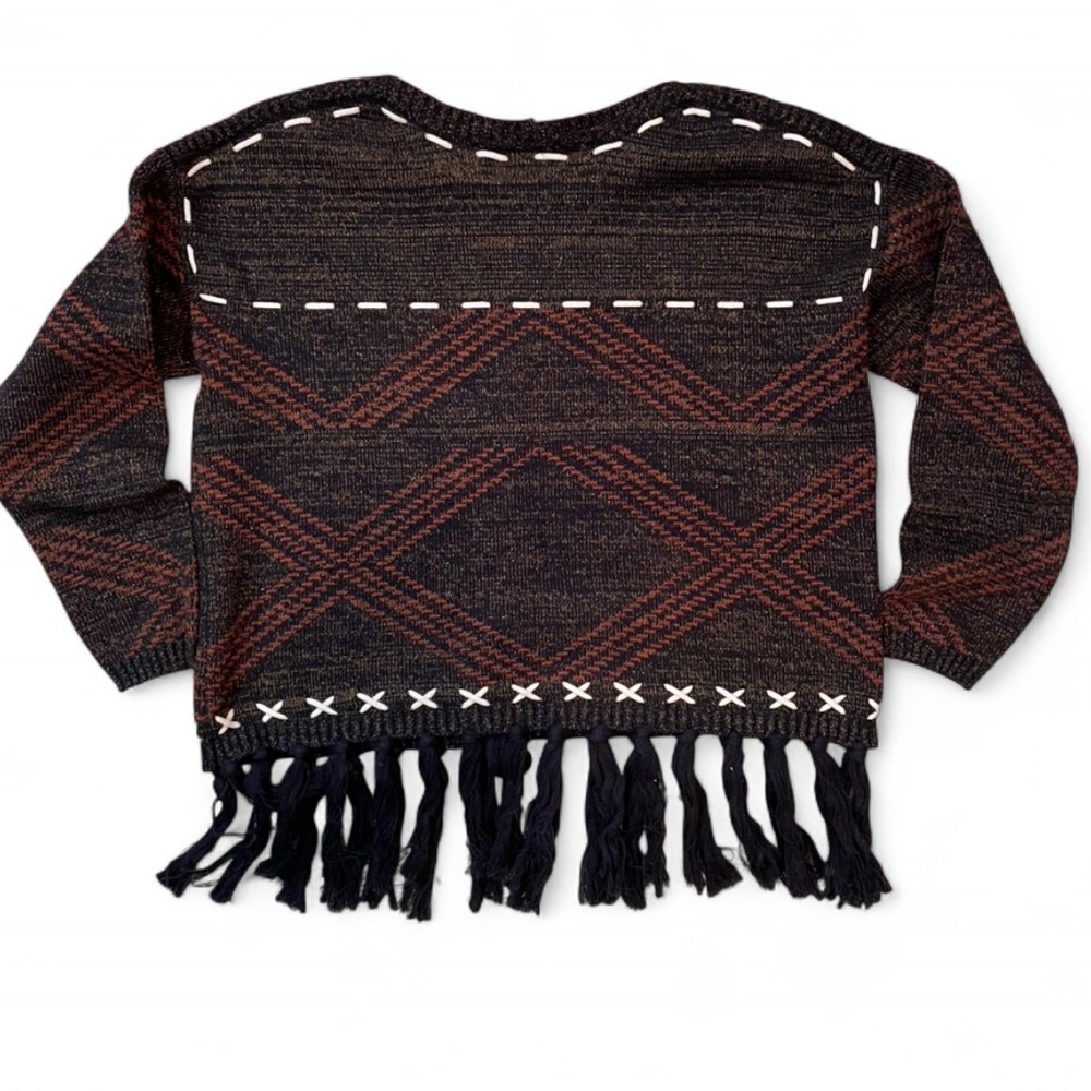 SHYANNE Western Knit Cotton Tassel Sweater Size M